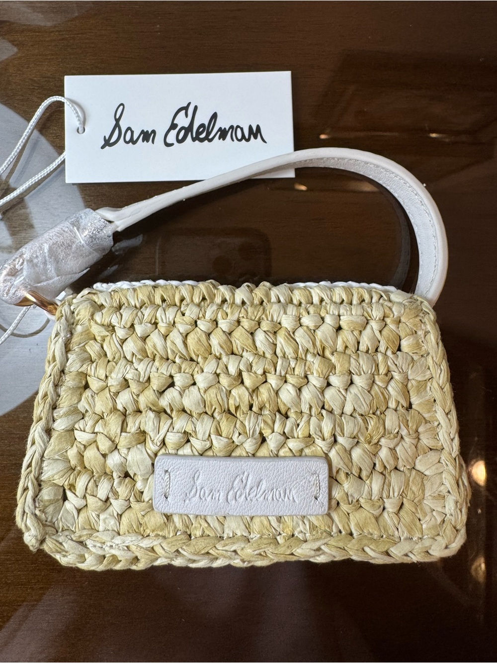 NEW Sam Edelman Mini Raffia and Leather Wallet - Picture 10 of 12
